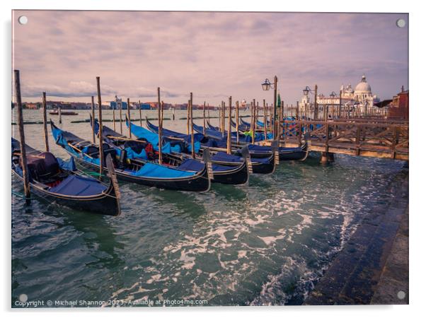 Venice - Blue Gondolas on the Lagoon Acrylic by Michael Shannon