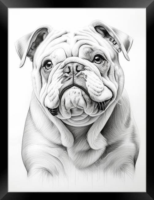 Pencil Drawing British Bulldog Framed Print by Steve Smith