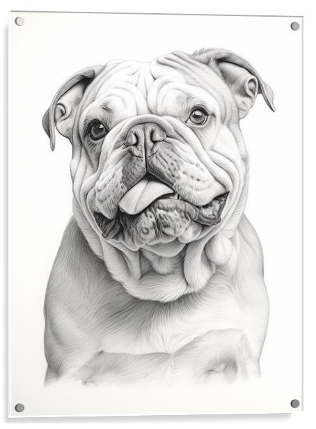 Pencil Drawing British Bulldog Acrylic by Steve Smith