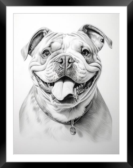 Pencil Drawing British Bulldog Framed Mounted Print by Steve Smith