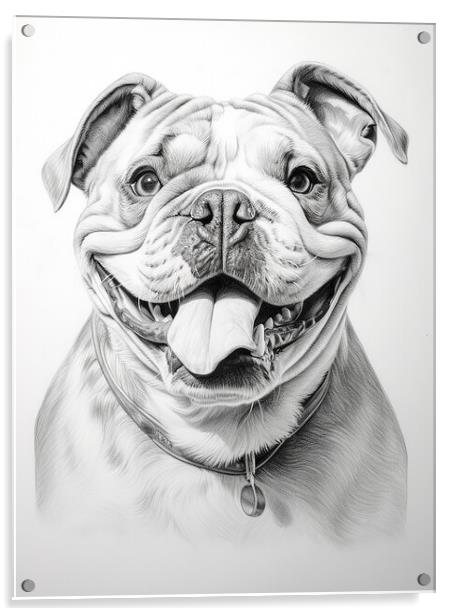 Pencil Drawing British Bulldog Acrylic by Steve Smith