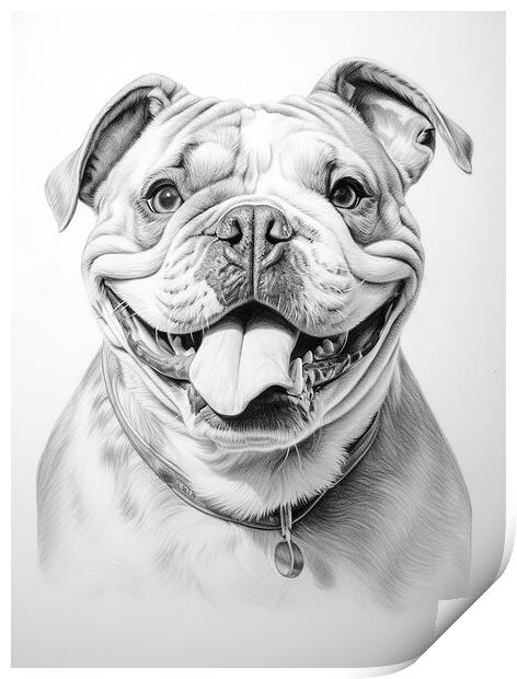 Pencil Drawing British Bulldog Print by Steve Smith