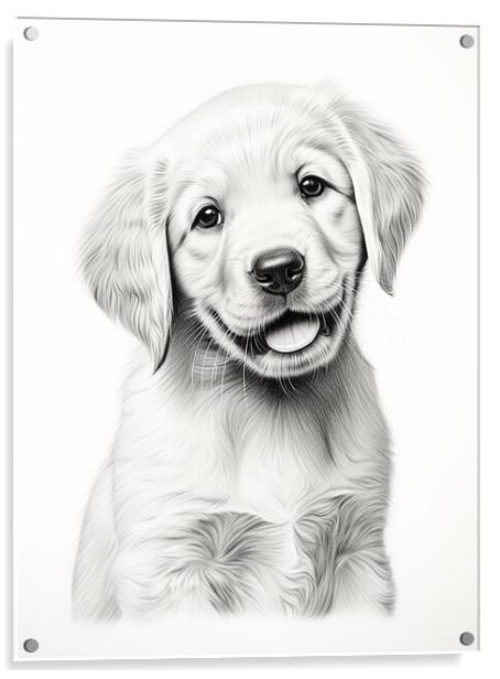 Pencil Drawing Golden Labrador Puppy Acrylic by Steve Smith