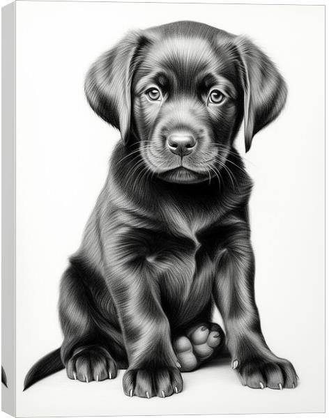 Pencil Drawing Black Labrador Puppy Canvas Print by Steve Smith