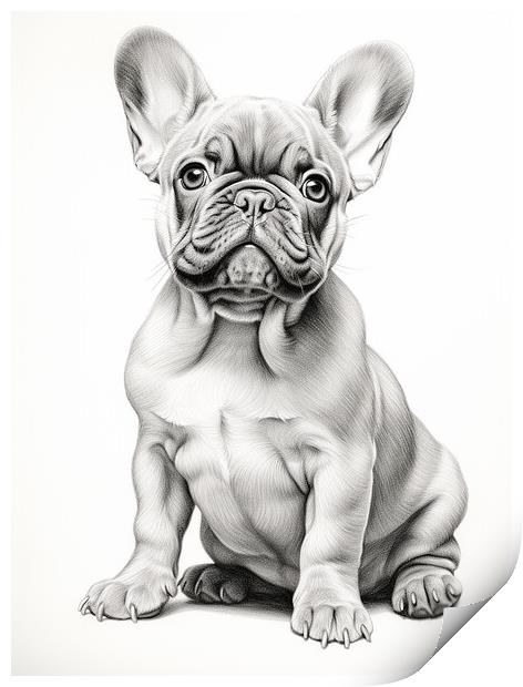 Pencil Drawing French Bulldog Print by Steve Smith