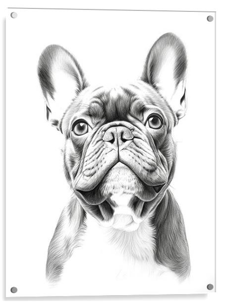 Pencil Drawing French Bulldog Acrylic by Steve Smith