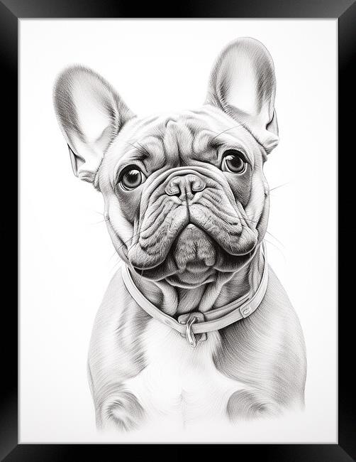 Pencil Drawing French Bulldog Framed Print by Steve Smith
