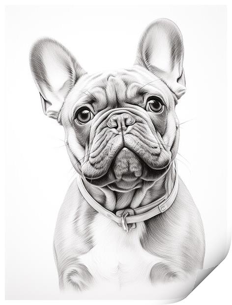 Pencil Drawing French Bulldog Print by Steve Smith