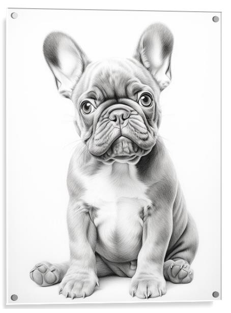 Pencil Drawing French Bulldog Acrylic by Steve Smith