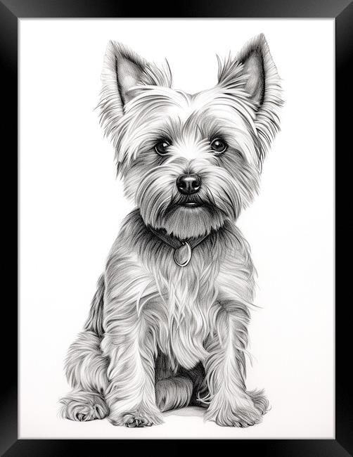 Pencil Drawing Yorkshire Terrier Framed Print by Steve Smith
