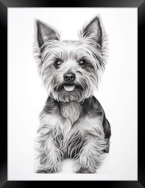 Pencil Drawing Yorkshire Terrier Framed Print by Steve Smith