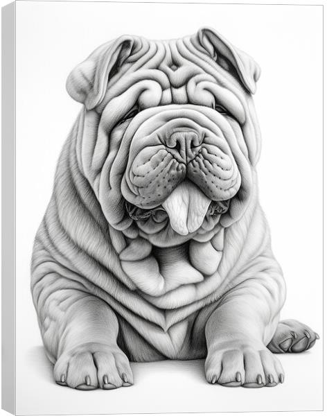 Pencil Drawing Shar Pei Canvas Print by Steve Smith