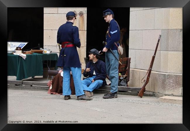 Civil War Reenactment,fort point, San francisco Framed Print by Arun 