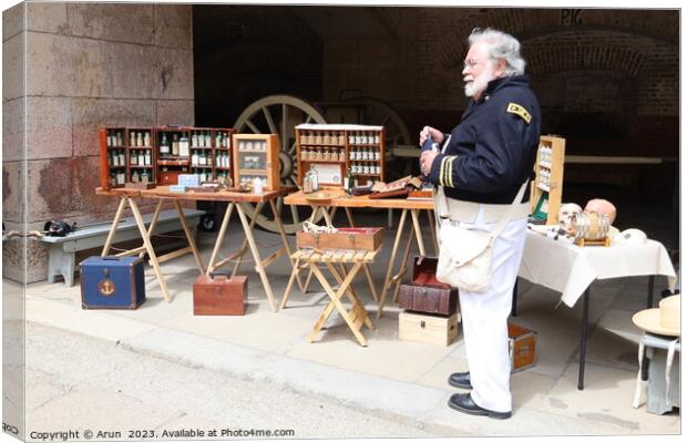 Vendors selling supplies, Civil War Reenactment,fort point, San  Canvas Print by Arun 