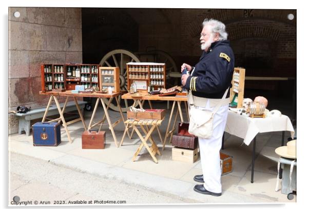 Vendors selling supplies, Civil War Reenactment,fort point, San  Acrylic by Arun 
