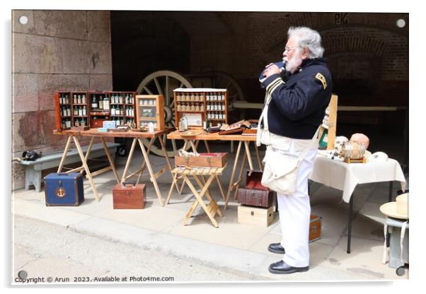 Vendors selling supplies, Civil War Reenactment,fort point, San  Acrylic by Arun 