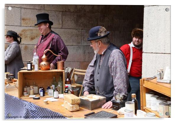 Vendors selling supplies, Civil War Reenactment,fort point, San  Acrylic by Arun 