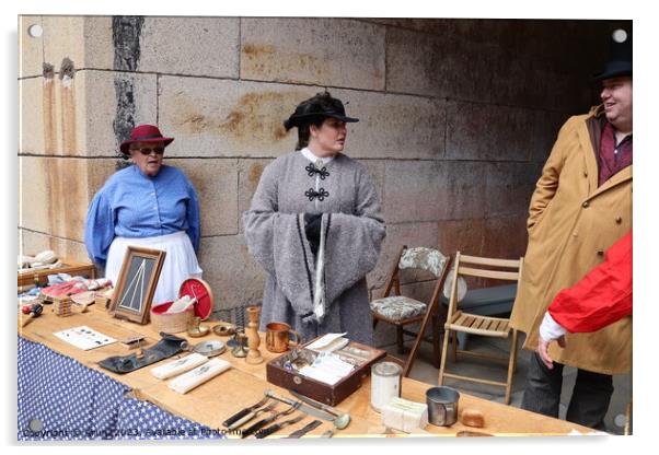 Vendors selling supplies, Civil War Reenactment,fort point, San  Acrylic by Arun 