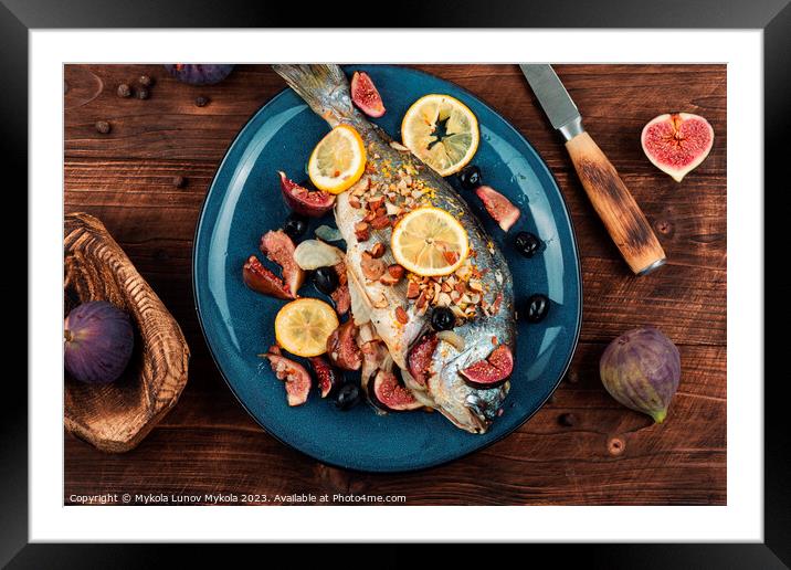 Healthy food, roasted dorado. Framed Mounted Print by Mykola Lunov Mykola