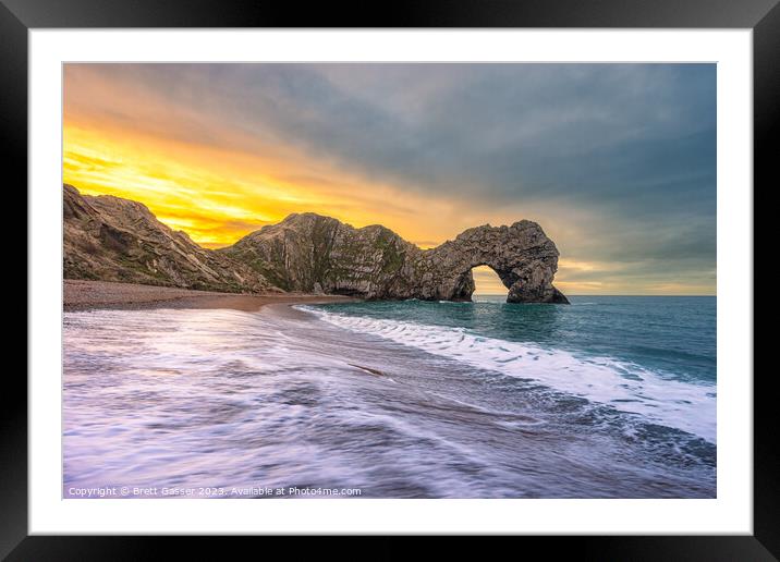Durdle Door Sunrise with Rogue Wave! Framed Mounted Print by Brett Gasser