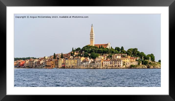 Panoramic view of waterfront of Rovinj in Croatia Framed Mounted Print by Angus McComiskey
