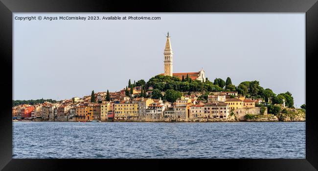 Panoramic view of waterfront of Rovinj in Croatia Framed Print by Angus McComiskey