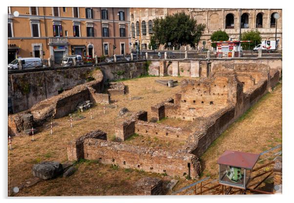 Ruins of Ludus Magnus Gladiators Schoold In Rome Acrylic by Artur Bogacki