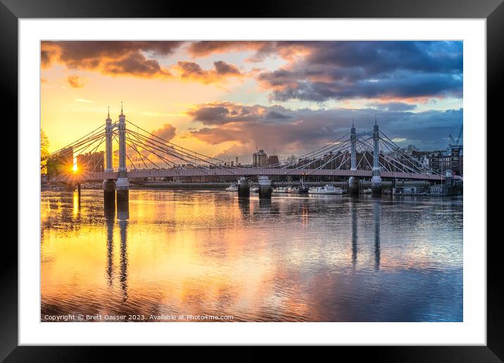 Albert Bridge Sunset Framed Mounted Print by Brett Gasser