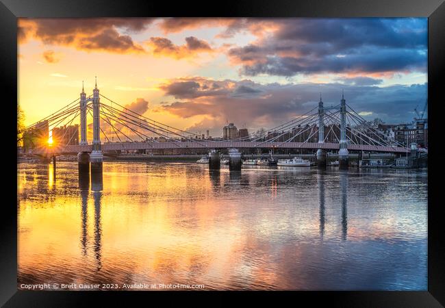 Albert Bridge Sunset Framed Print by Brett Gasser
