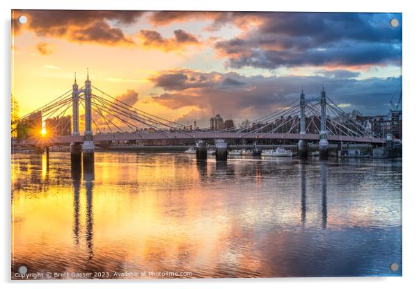 Albert Bridge Sunset Acrylic by Brett Gasser
