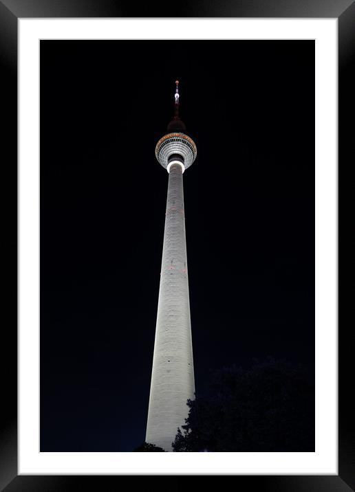 Berlin Television Tower Illuminated At Night Framed Mounted Print by Artur Bogacki