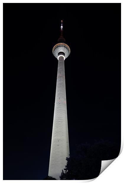 Berlin Television Tower Illuminated At Night Print by Artur Bogacki
