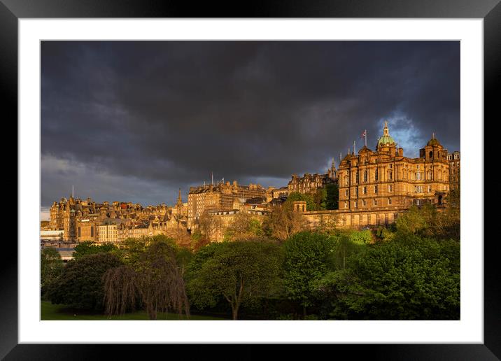Edinburgh Sunset Skyline In Scotland Framed Mounted Print by Artur Bogacki