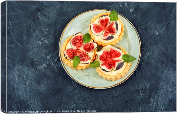 Tartlets with cream and figs. Canvas Print by Mykola Lunov Mykola