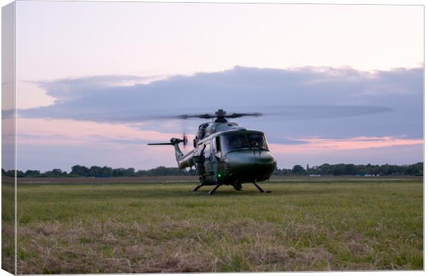 Lynx Mk7 Helicopter Sunset Canvas Print by J Biggadike
