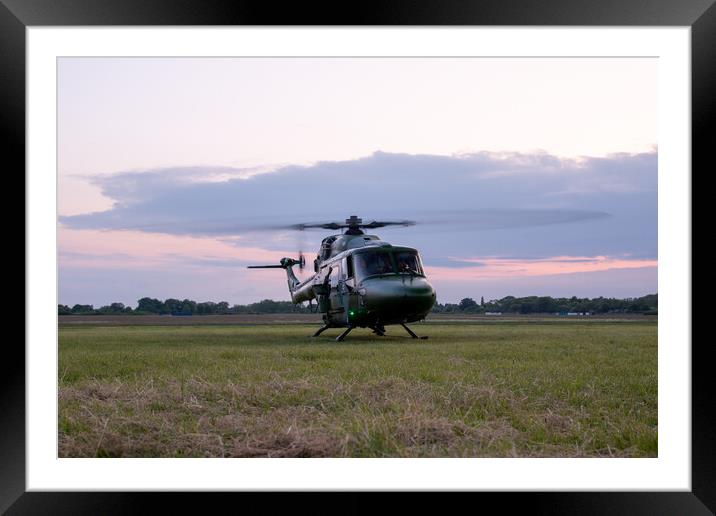 Lynx Mk7 Helicopter Sunset Framed Mounted Print by J Biggadike
