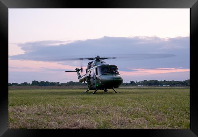 Lynx Mk7 Helicopter Sunset Framed Print by J Biggadike