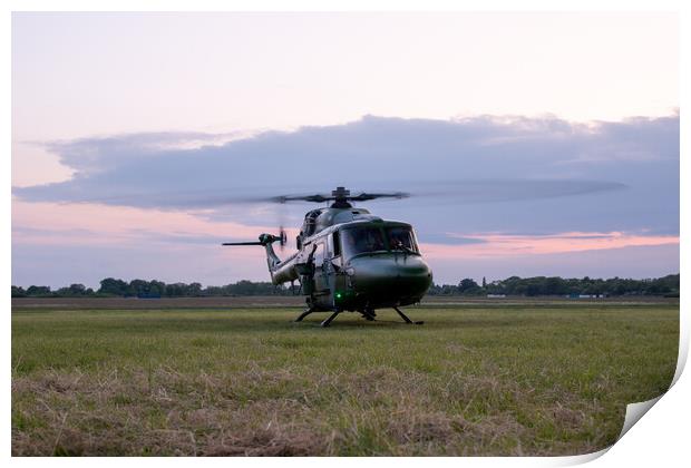 Lynx Mk7 Helicopter Sunset Print by J Biggadike