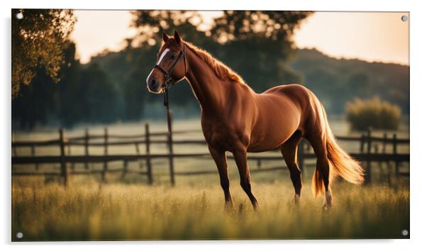 beautiful brown mare at sunset Acrylic by Guido Parmiggiani