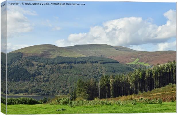 Waun Rydd Top from across the Talybont Valley  Canvas Print by Nick Jenkins