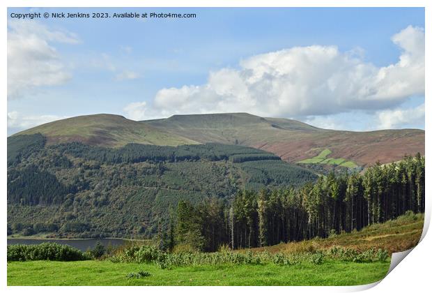 Waun Rydd Top from across the Talybont Valley  Print by Nick Jenkins