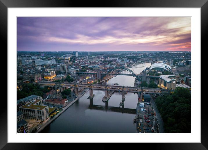 Sunrise over the Tyne Bridges Framed Mounted Print by Apollo Aerial Photography