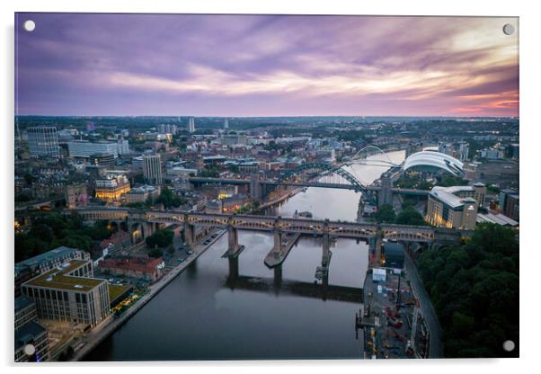 Sunrise over the Tyne Bridges Acrylic by Apollo Aerial Photography
