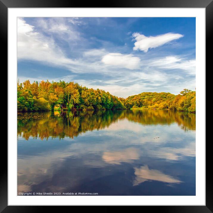 Space Shuttle Cloud over Autumn Lake Framed Mounted Print by Mike Shields