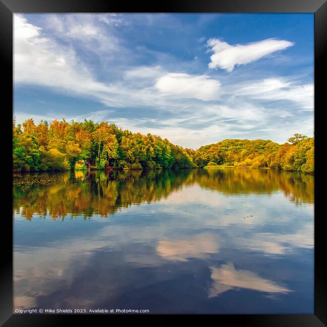 Space Shuttle Cloud over Autumn Lake Framed Print by Mike Shields