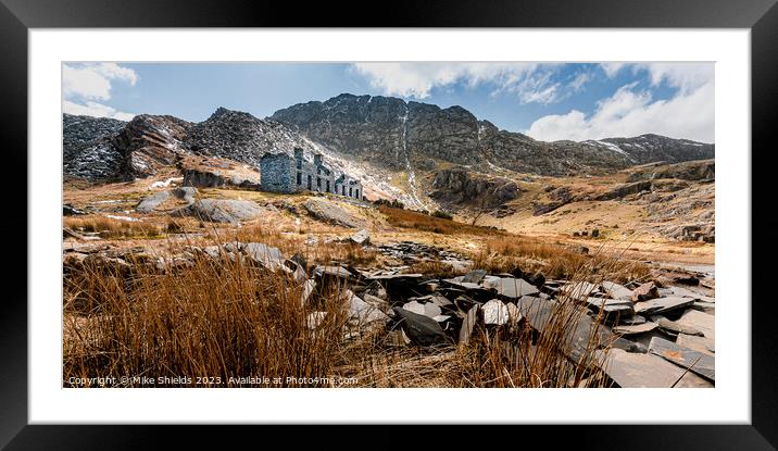 Abandoned Miners Cottages in North Wales. Framed Mounted Print by Mike Shields