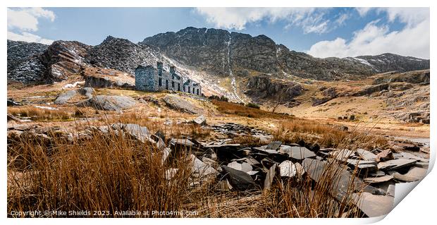 Abandoned Miners Cottages in North Wales. Print by Mike Shields