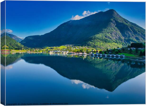 Reflectrions Skjolden Norway Canvas Print by chris hyde