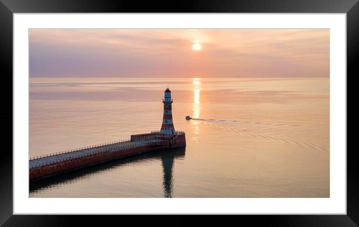Roker Pier and Lighthouse at Sunrise Framed Mounted Print by Tim Hill