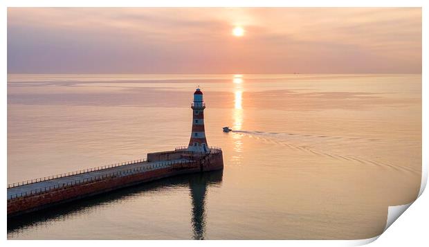 Roker Pier and Lighthouse at Sunrise Print by Tim Hill